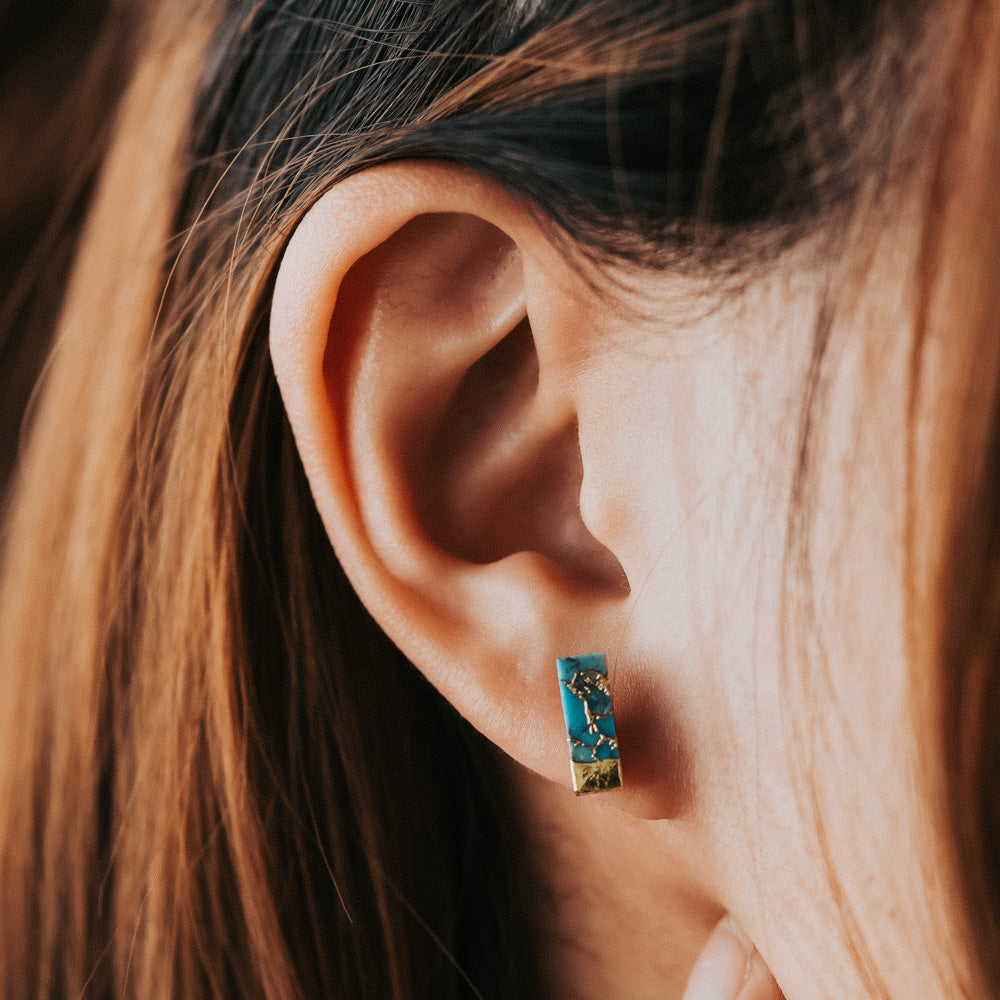 Lakeside Rectangle Turquoise Stud Earrings