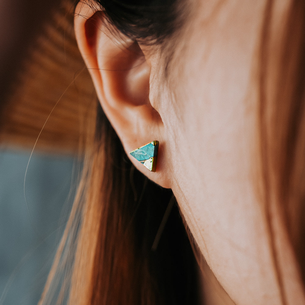 Lakeside Triangle Turquoise Stud Earrings