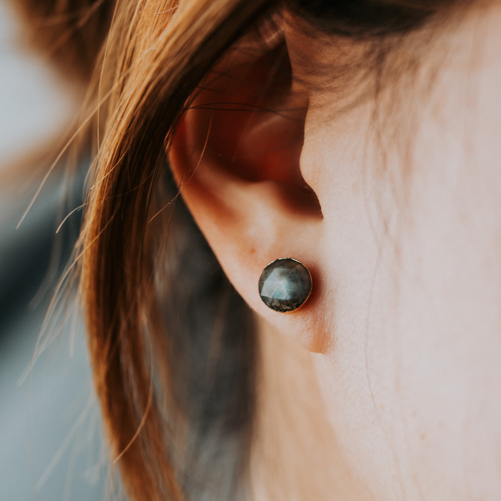 Facet Labradorite Stud Earrings