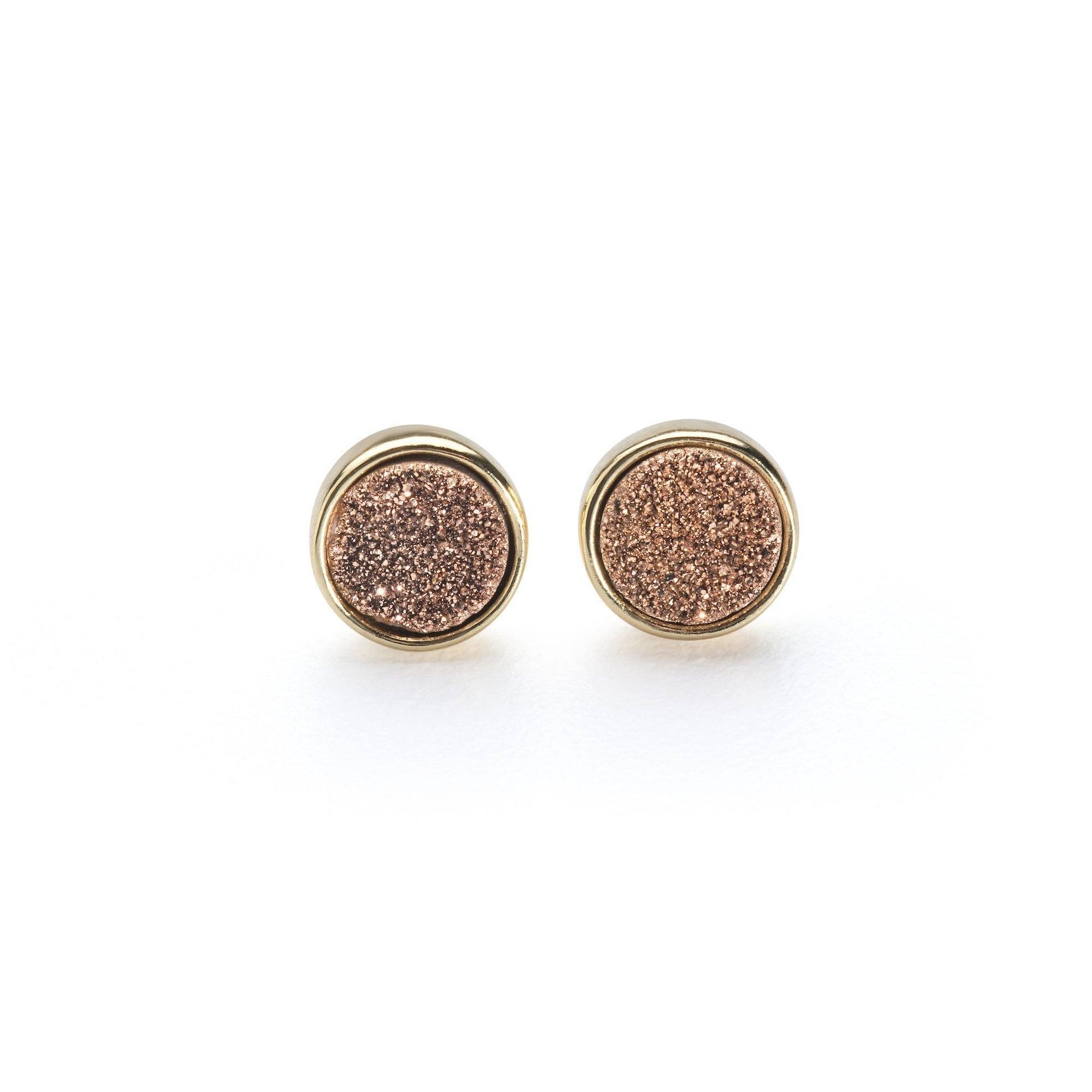 Geo Rosegold Round Druzy Stud