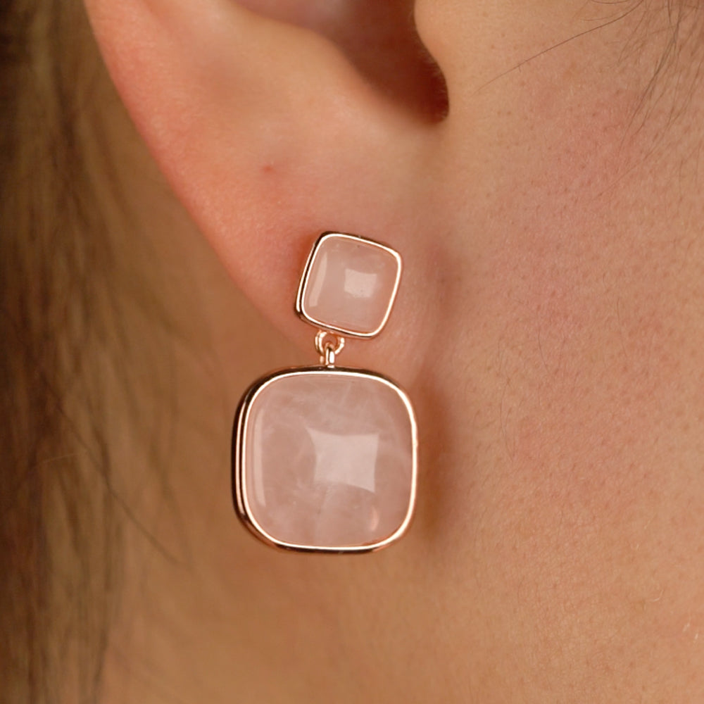 Two Tiered Pink & Gold Earrings