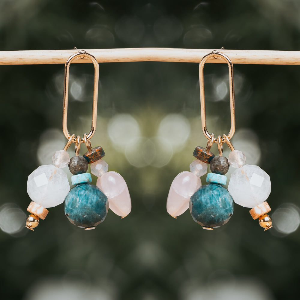 Blue Garnet Mix Stone Earrings