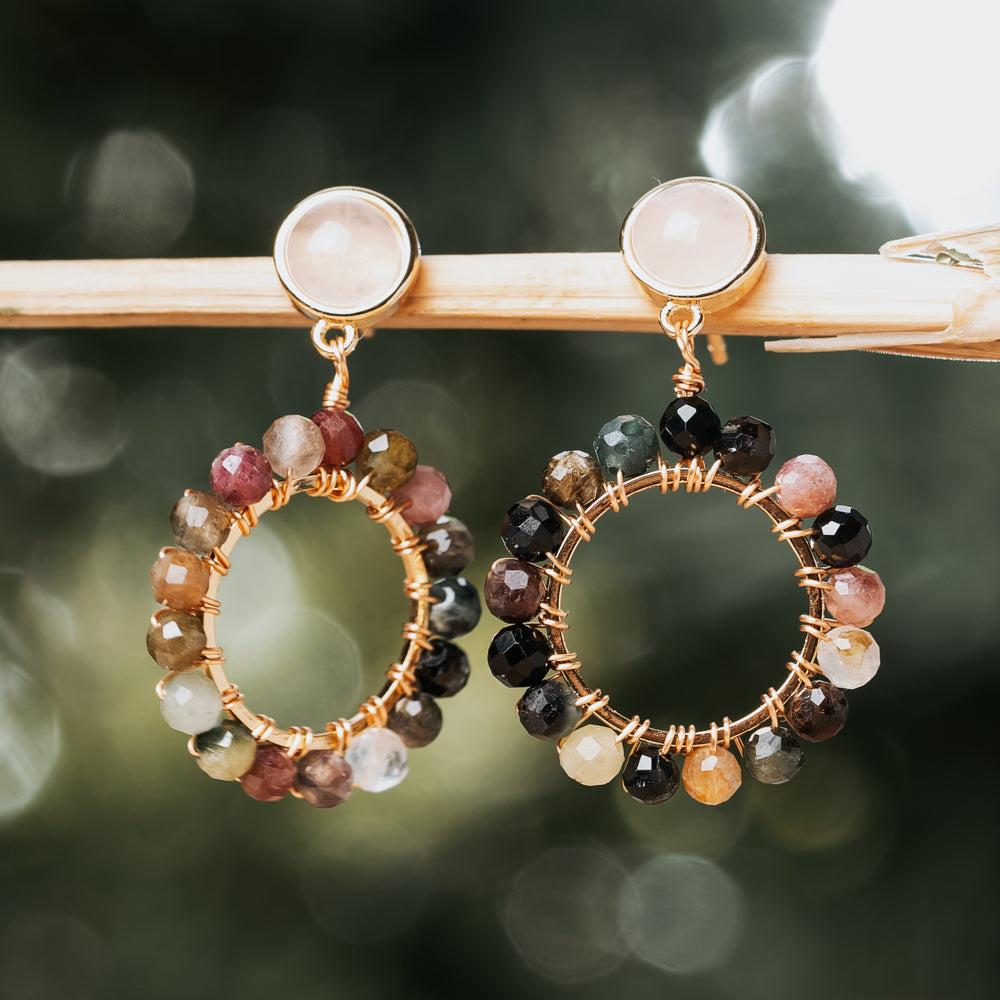 Bouquet Onyx and Mix Stone Earrings