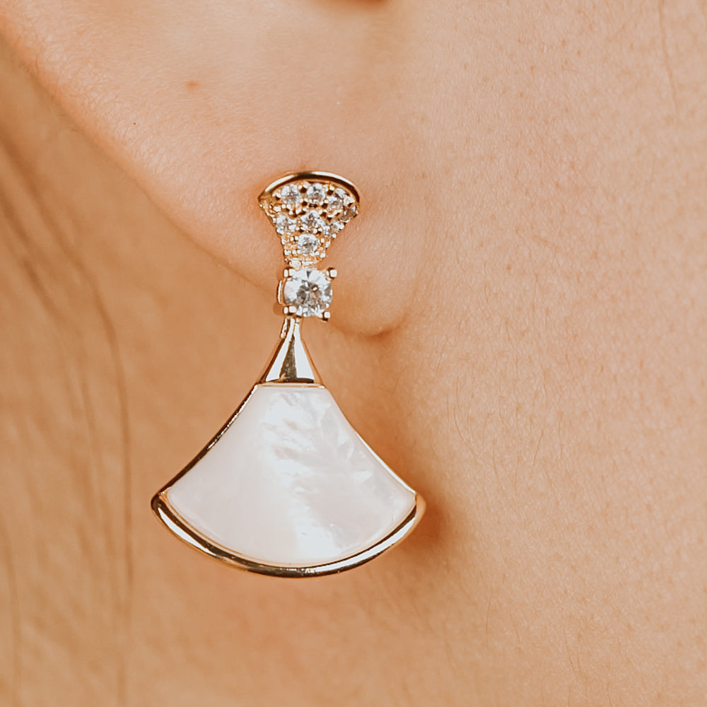 Heaven Zircon and Shell Earrings