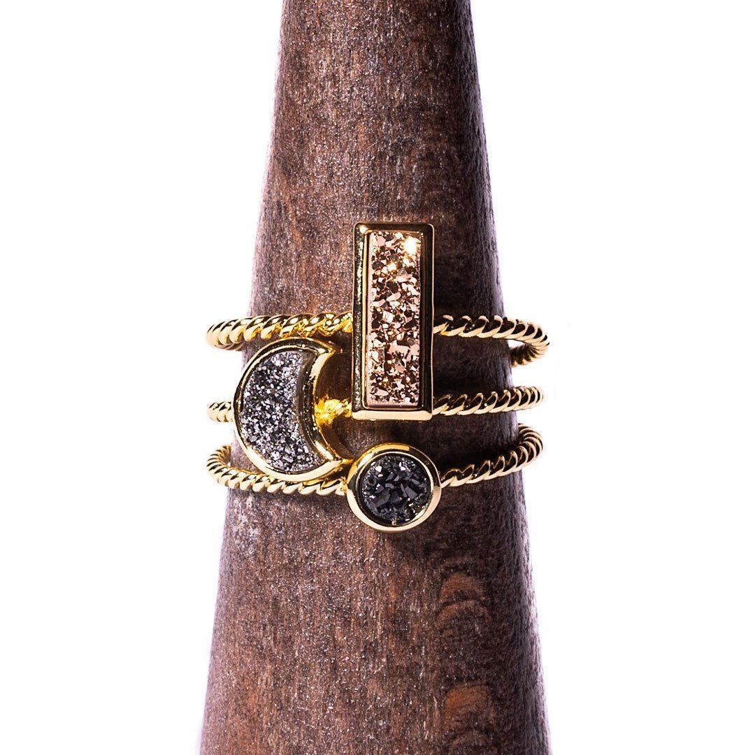 Pyrite Stacking Ring Set