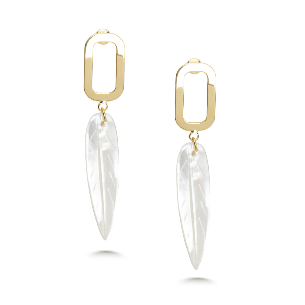 Feather Shell Drop Earrings