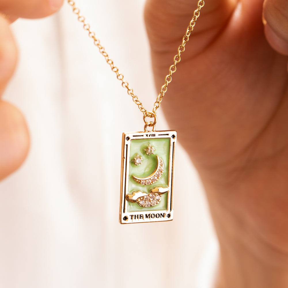 Good Fortune Moon Tarot Card Necklace