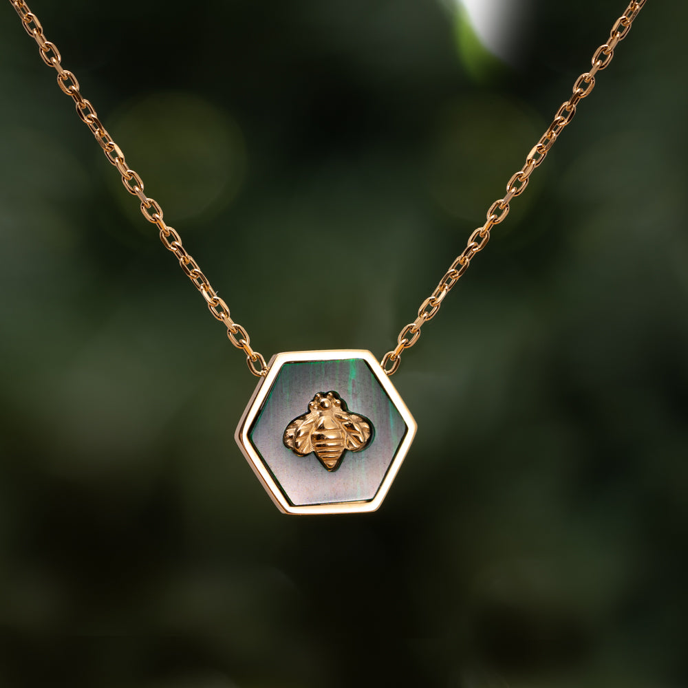 Honeycomb Bee Malachite Necklace