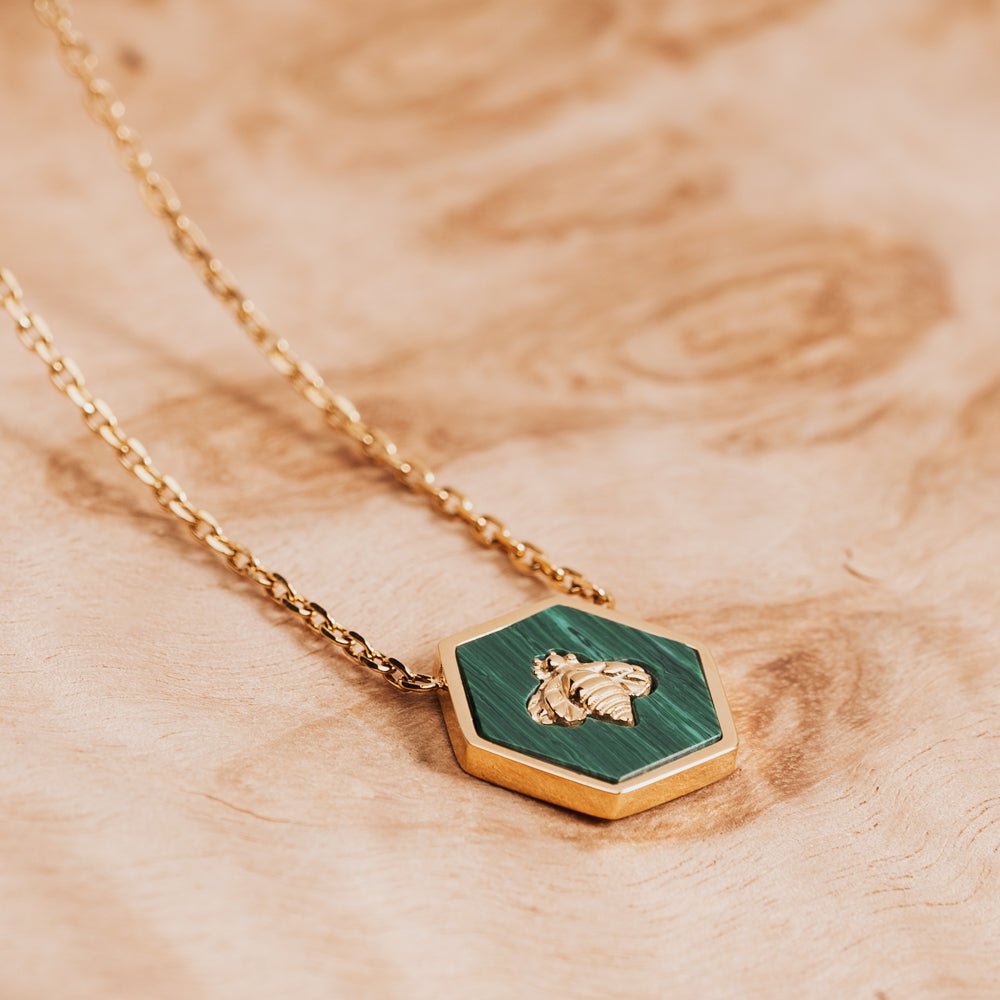 Honeycomb Bee Malachite Necklace