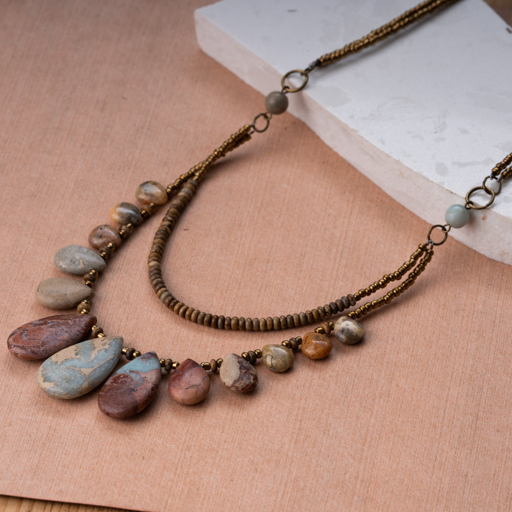 Sahara Teardrop Jasper Necklace