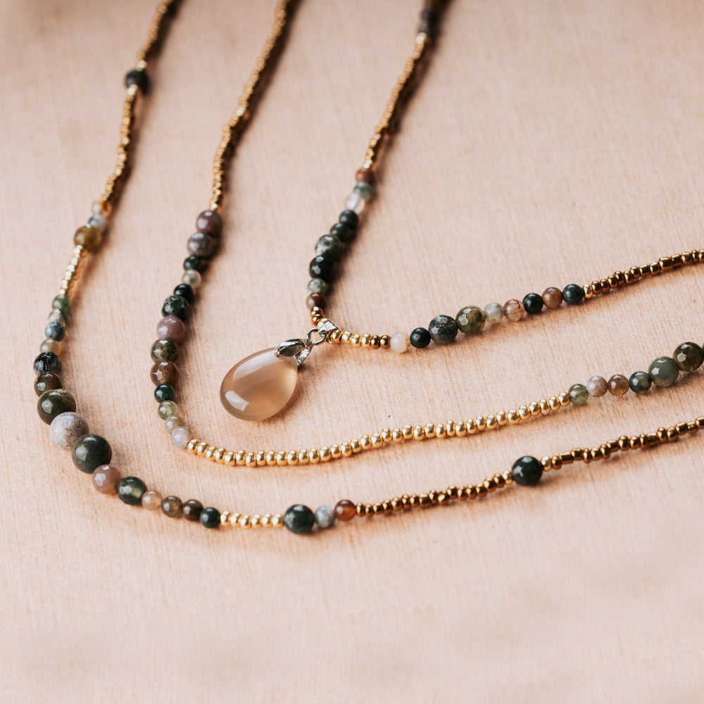 Mystic Onyx and Mix Stone Necklace