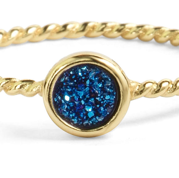 Teeny Blue Druzy Stacking Ring