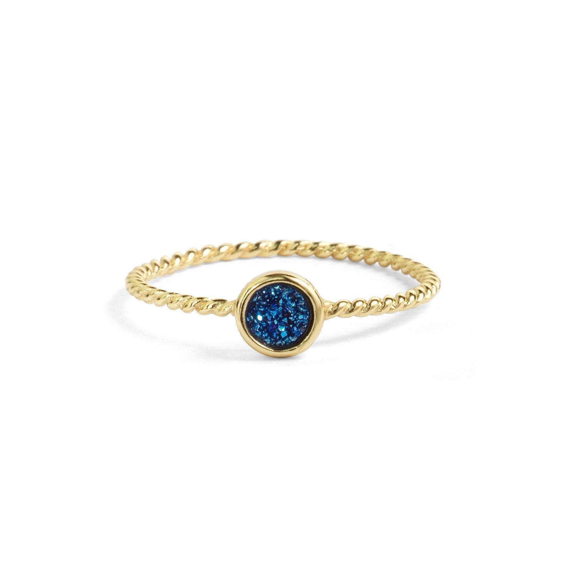 Teeny Blue Druzy Stacking Ring