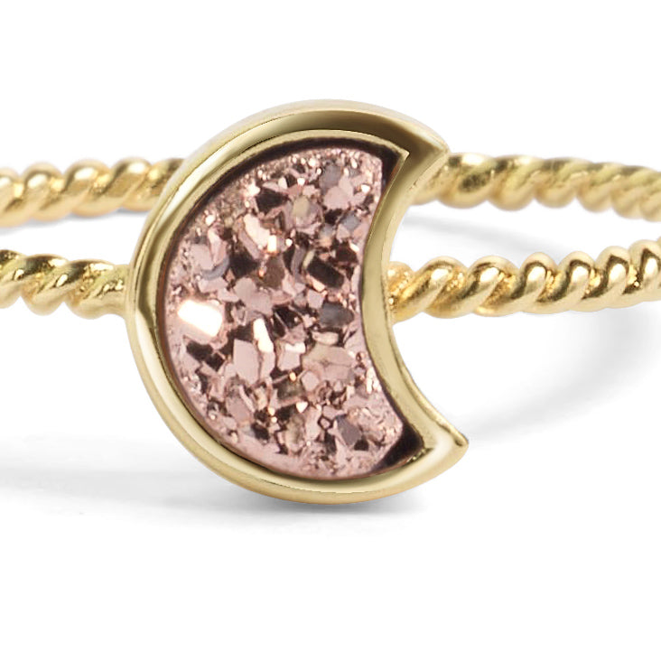 Moonbloom Rose Gold Druzy Stacking Ring