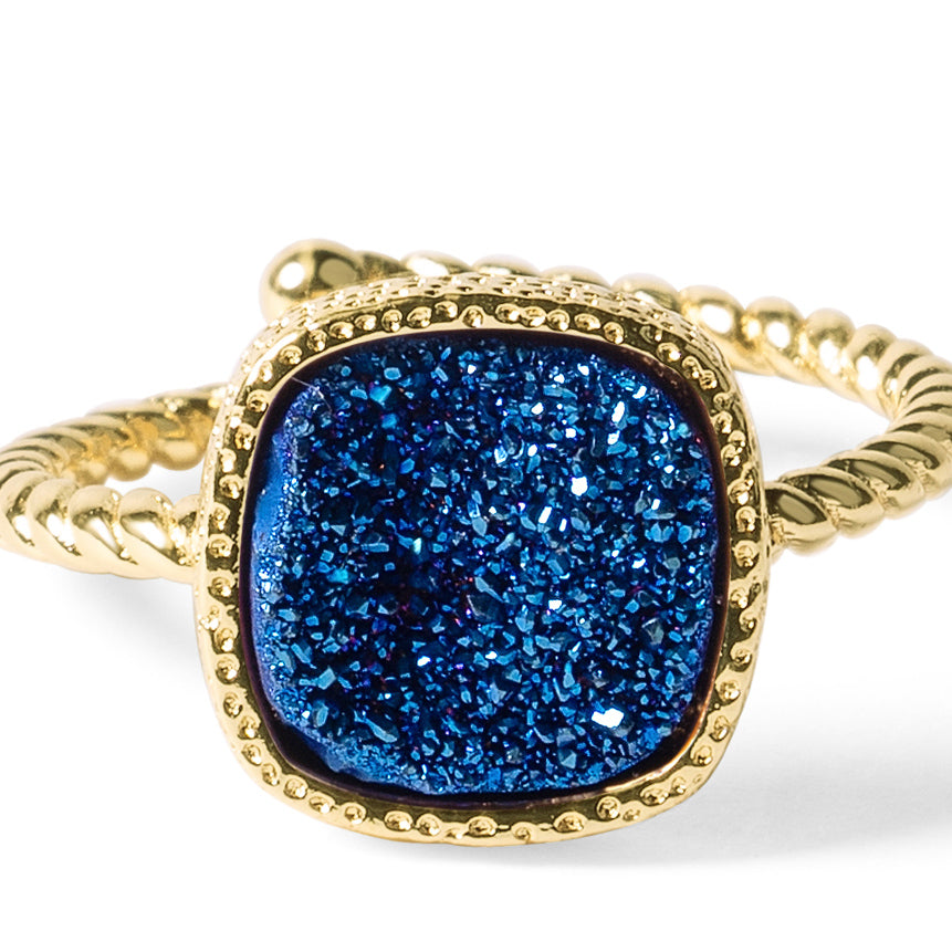 Princess Royal Blue Druzy Cable Ring