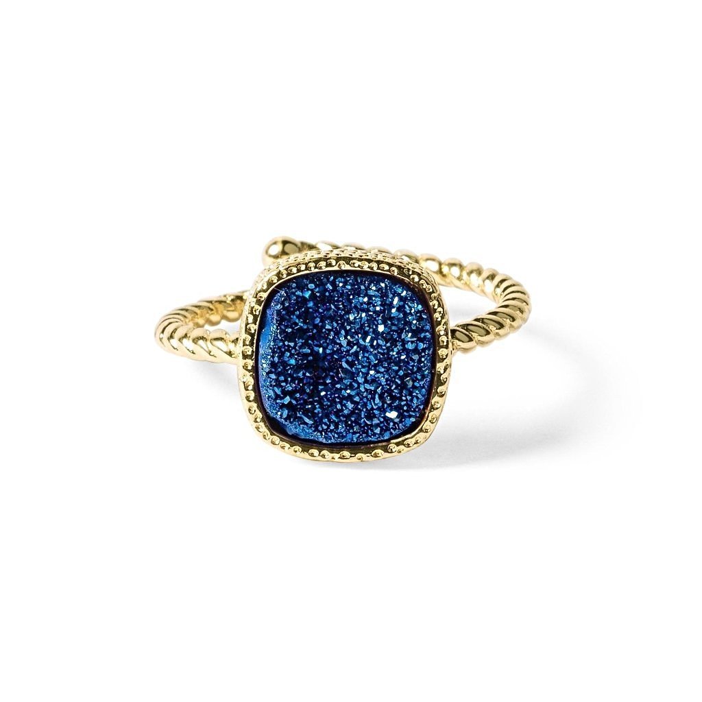 Princess Royal Blue Druzy Cable Ring