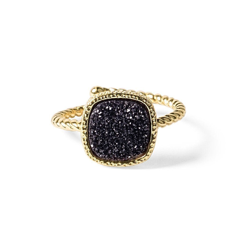 Princess Black Druzy Cable Ring