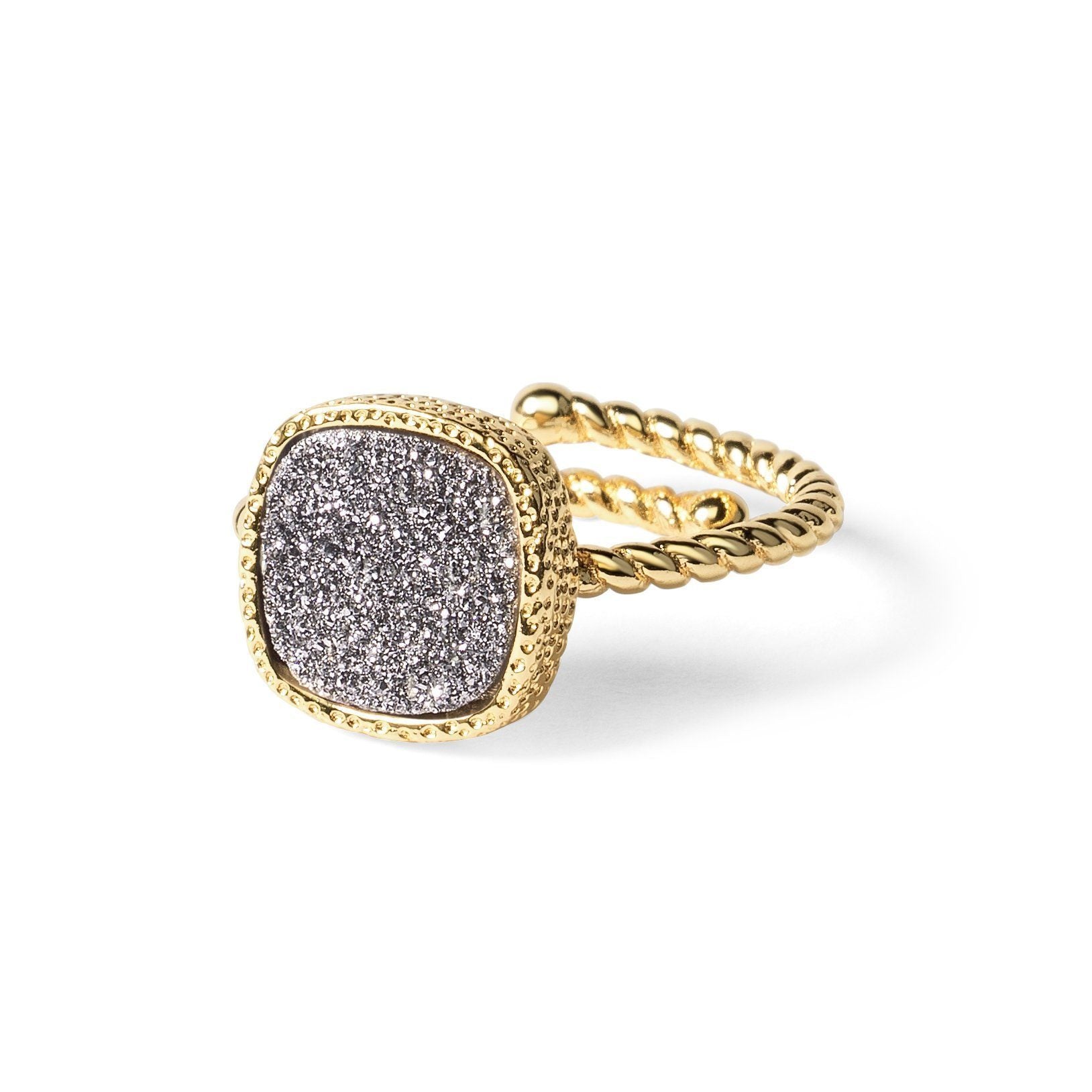 Princess Silver Druzy Cable Ring