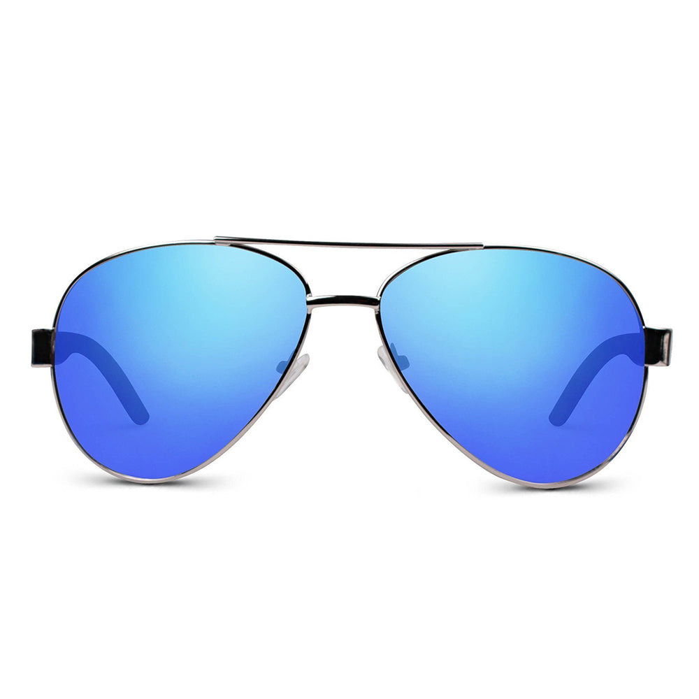 TREEHUT Wood Sunglasses | Men | Silver Blue | Bamboo Sunglasses ...