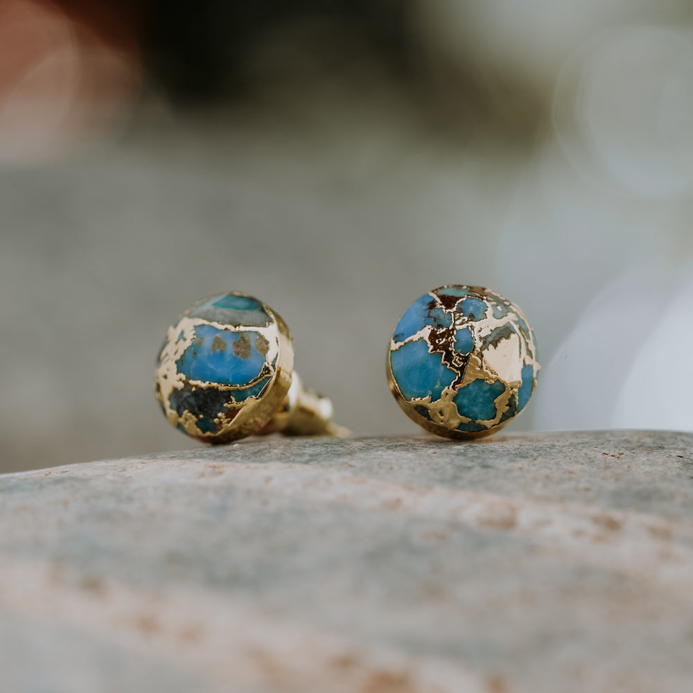 Facet Turquoise Stud Earrings