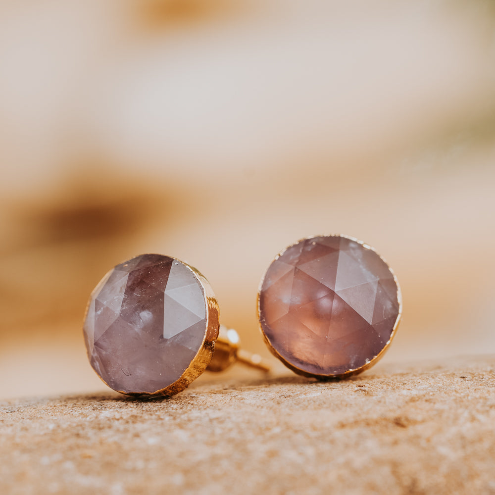 Facet Amethyst Stud Earrings