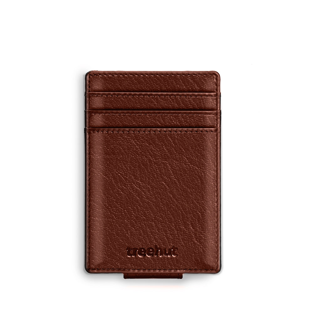 Brown Vertical Card Case With Clip