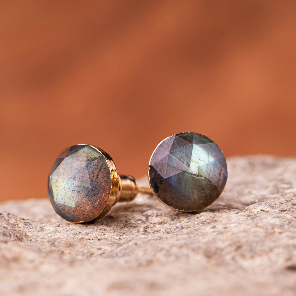 Facet Labradorite Stud Earrings