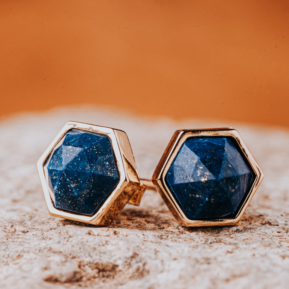 Hex Lapis Stud Earrings