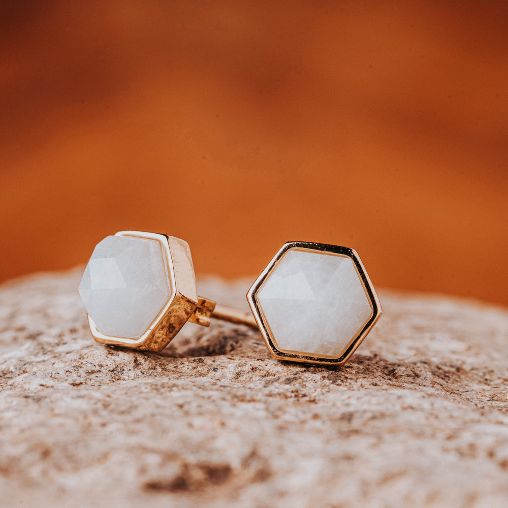 Hex Aquamarine Stud Earrings