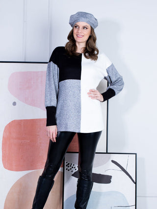 Artex Fashions Women's Black Tunic Sweater to Wear with Leggings