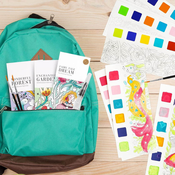 Backpack with Pocket Watercolor Painting Books