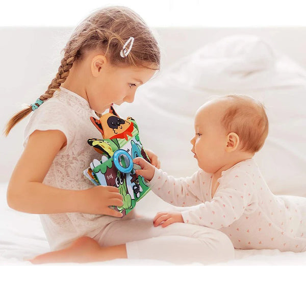 Kids playing with Hand Puppet Fabric Book