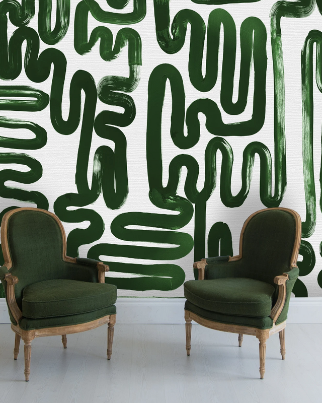 Picture of "Emerald Green Brushstroke" Oversized Wall Mural