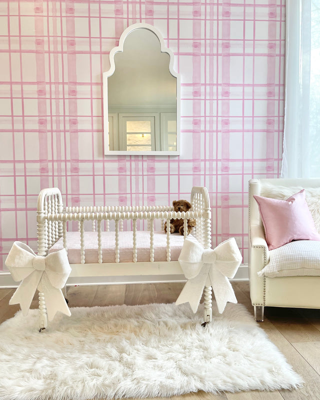 Picture of "Pink Watercolor Plaid" Oversized Wall Mural