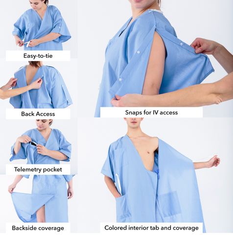 Budget Cotton/Poly Open Back Nightgown Adaptive Clothing for Seniors,  Disabled & Elderly Care