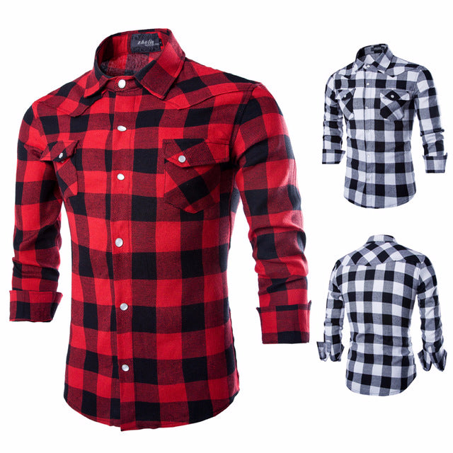 slim fit flannel mens