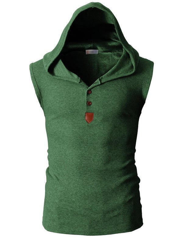 green sleeveless hoodie