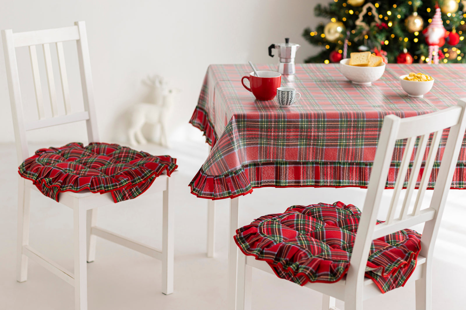 Tovaglia antimacchia natalizia per tavola quadrata 140x140 per 4 posti  decorazio