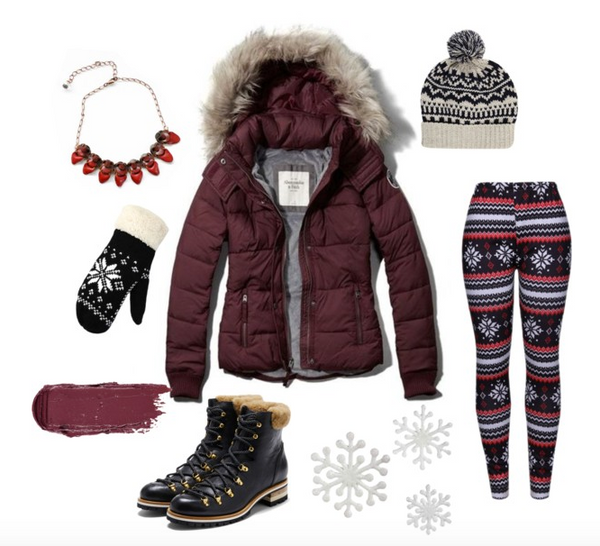 clothing outfit perfect for grabbing hot chocolate or going snow shoeing cross country skiing