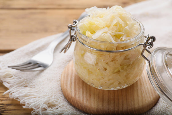 glass jar tasty sauerkraut