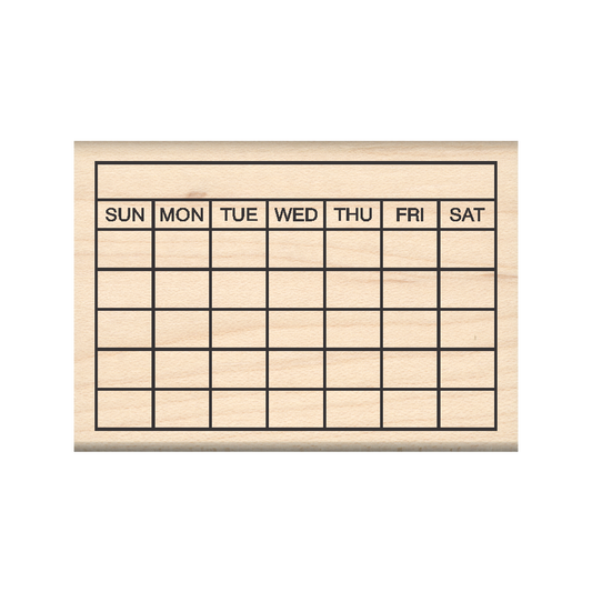 Large Bullet Journal 6 Row Calendar Rubber Stamp 3 x 5 block