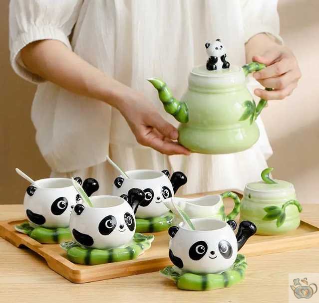 Service à thé porcelaine fantaisie Panda | Théières à la folie