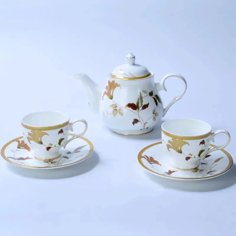 Service thé porcelaine tons d'automne | Théières à la folie