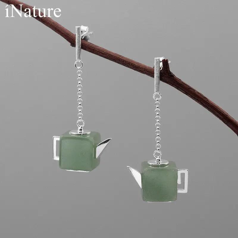 ​Boucles en argent et Aventurine | Théières à la folie