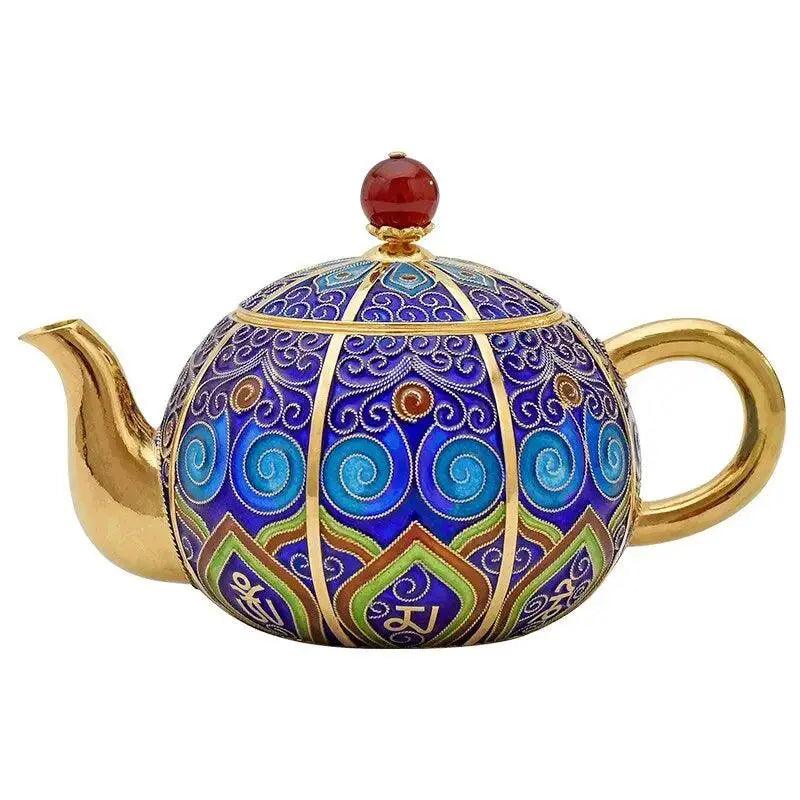 ​Service à thé en argent pur cloisonné | Théières à la folie