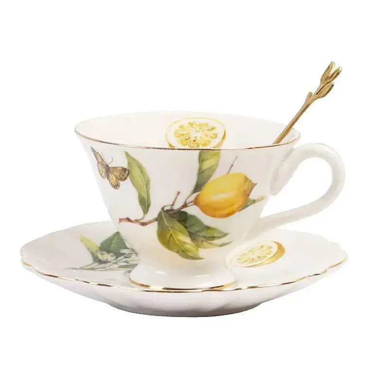 ​Tasse française porcelaine citrons jaunes  |  Théières à la folie