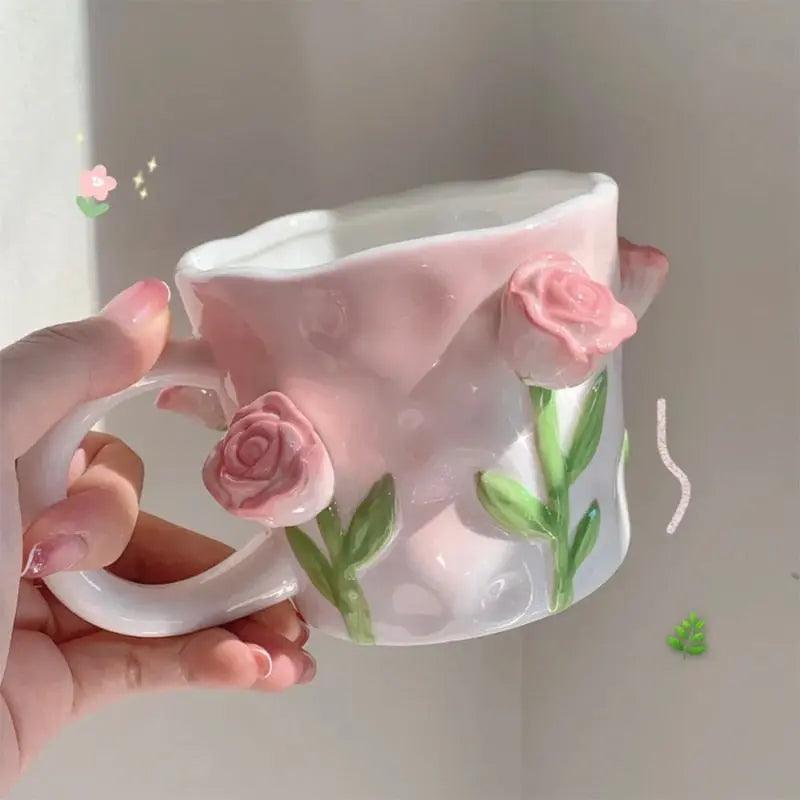 ​Tasse romantique fleurs 3D | Théières à la folie