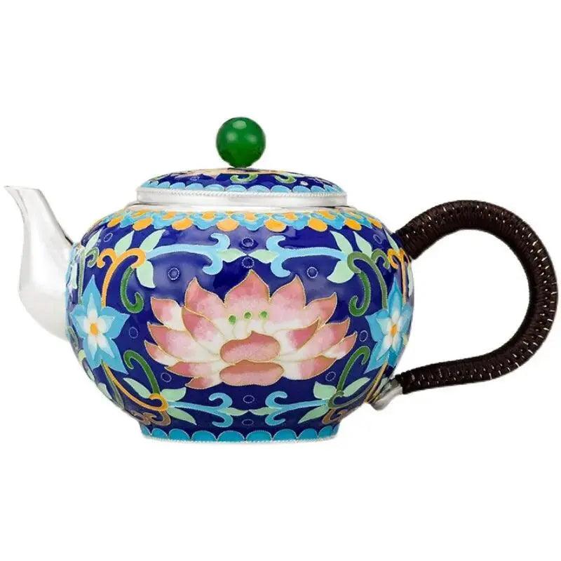 ​Théière cloisonnée argent pur lotus | Théières à la folie