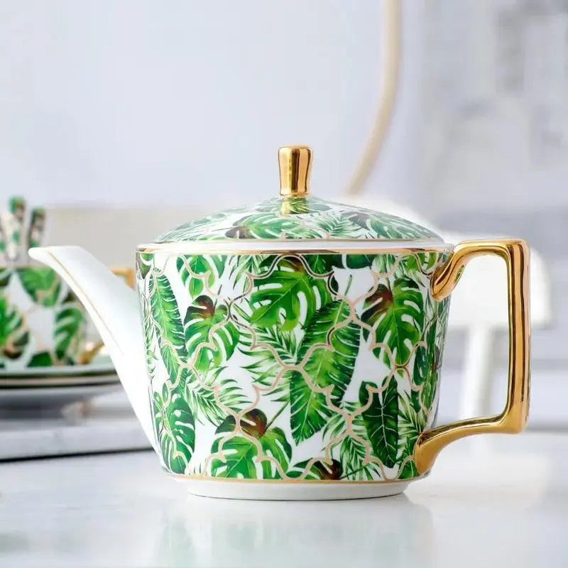 Théière européenne porcelaine frais feuillage Théières à la folie