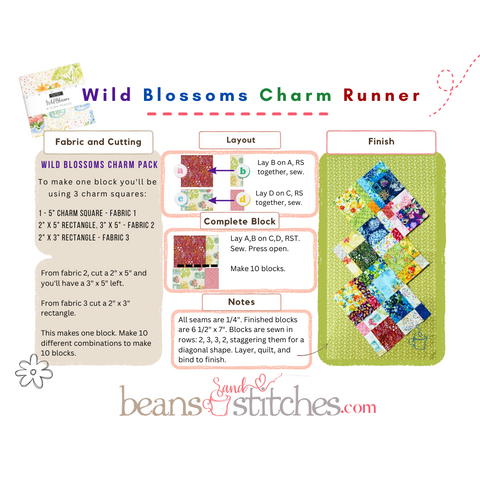 Wild Blossoms Charm Block Design